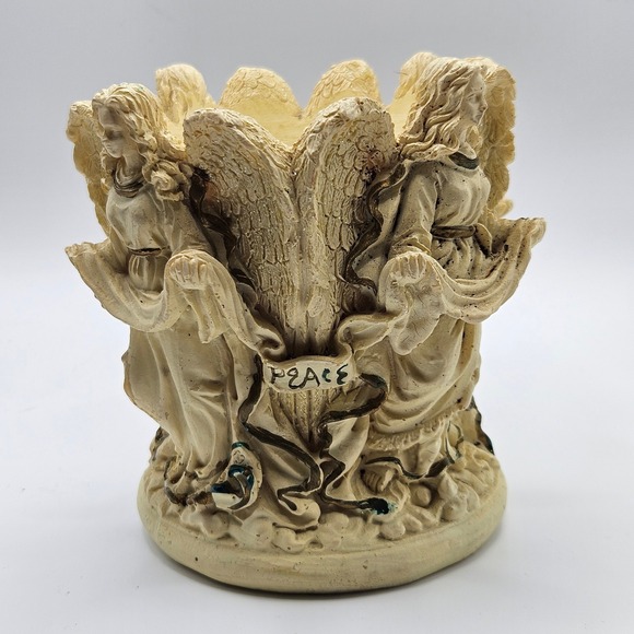 Angel Candle Holder Peace Love Joy Noel Religious Holiday Decor - Picture 1 of 6